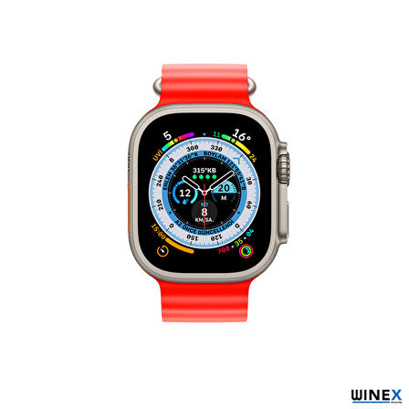 Winex 42-49mm Yeni Nesil Apple Uyumlu Akıllı Saat Kordonu Silikon Kırmızı