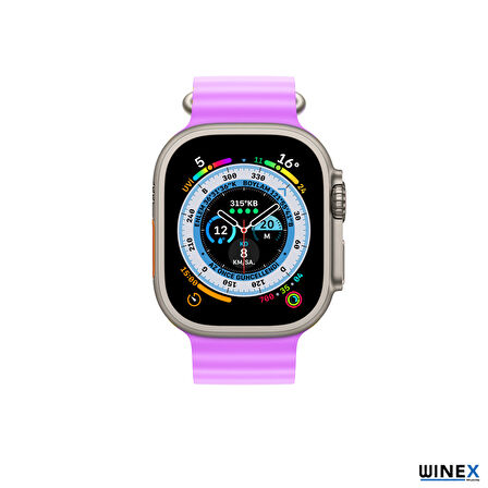 Winex 42-49mm Yeni Nesil Apple Uyumlu Akıllı Saat Kordonu Silikon Mor