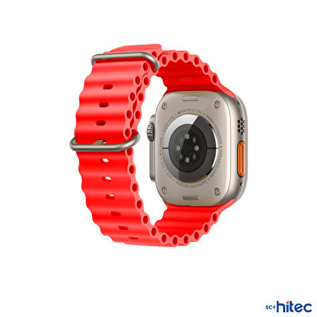 ScHitec 42-49mm Yeni Nesil Apple Uyumlu Akıllı Saat Kordonu Silikon Kırmızı