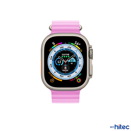 ScHitec 42-49mm Yeni Nesil Apple Uyumlu Akıllı Saat Kordonu Silikon Lila