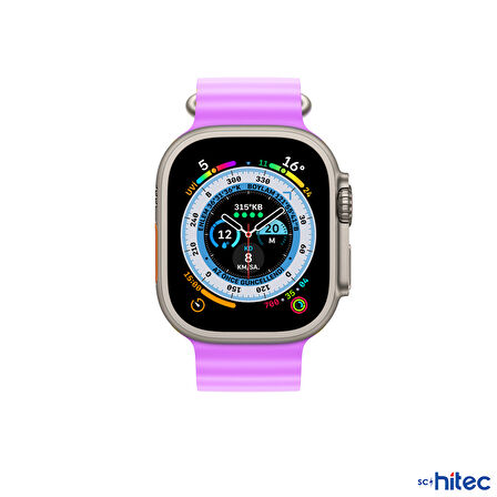 ScHitec 42-49mm Yeni Nesil Apple Uyumlu Akıllı Saat Kordonu Silikon Mor