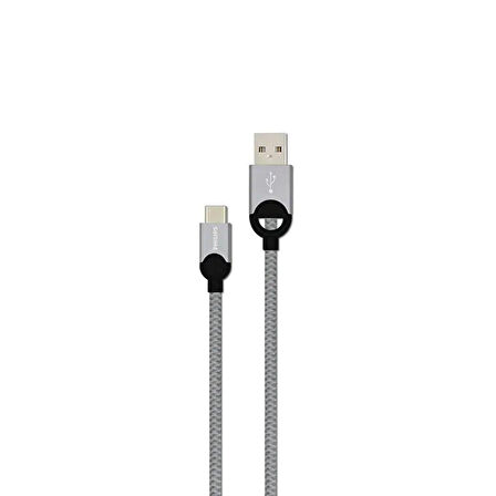 Philips 2023GR3A 5A 100W UsbA to Type-C Örgülü 1.2 Metre Hızlı Şarj ve Data Kablosu Gri