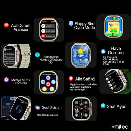 ScHitec Watch 8 Pro Max Amoled Ekran Android İos Uyumlu Akıllı Saat Turuncu
