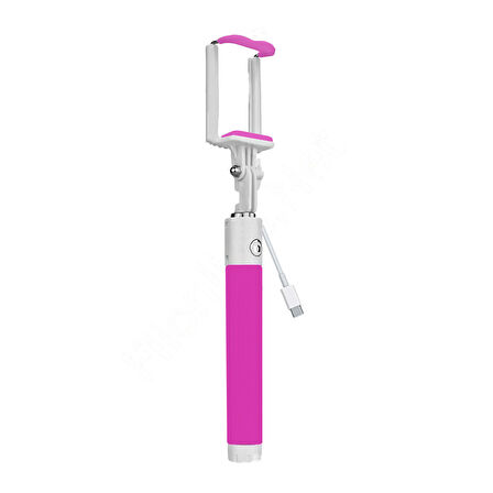 Winex SR342 Katlanabilir Type-C Selfie Girişli Stick Çubuğu Pembe