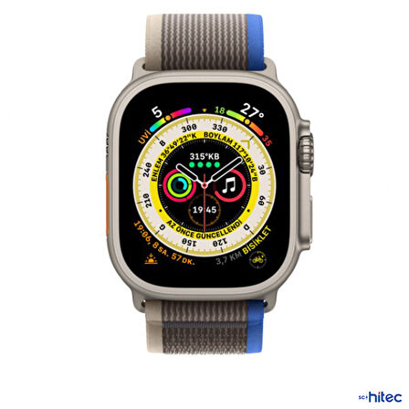 ScHitec 42-44mm Yeni Nesil Apple Uyumlu Akıllı Saat Kordonu Hasır Gri Mavi