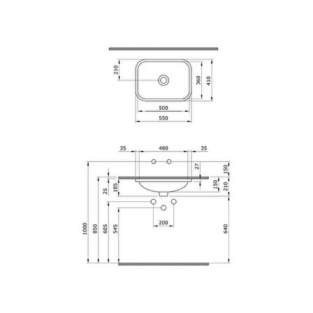 Bocchi Scala 55 cm Tezgah Altı Lavabo Parlak Bisküvi