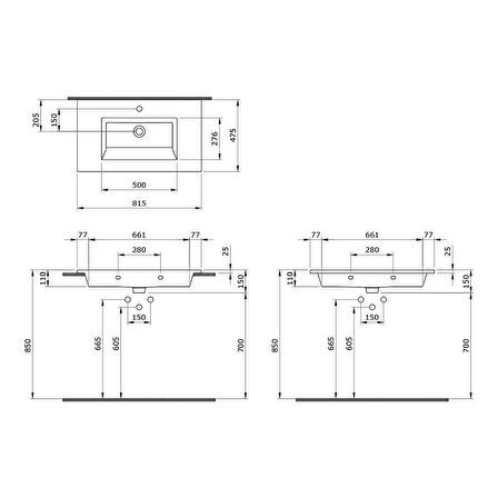 Bocchi Milano Etajerli Lavabo 80 cm Mat Kahve