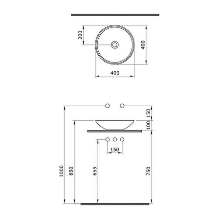 Bocchi Venezia 40 cm Çanak Lavabo Mat Kahve