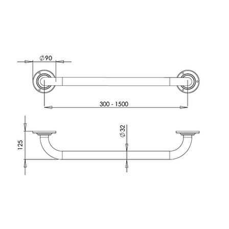 Bocchi Tutunma Barı 60 Cm Parlak Paslanmaz Çelik