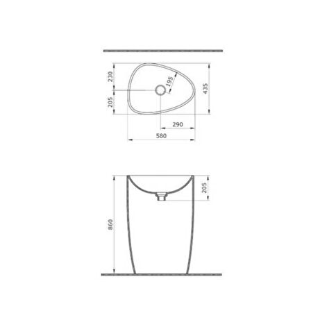 Bocchi Etna Monoblok Lavabo 58 cm Batarya Banklı Parlak Siyah