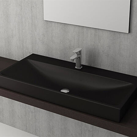 Bocchi Scala Arch Tezgah Üstü Lavabo, 100 Cm, Mat Siyah 1079-004-0126