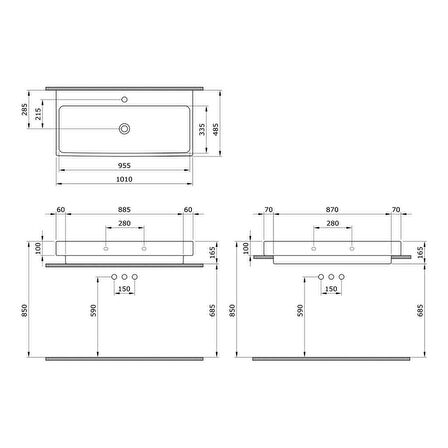 Bocchi Scala Arch Tezgah Üstü Lavabo, 100 Cm, Mat Siyah 1079-004-0126