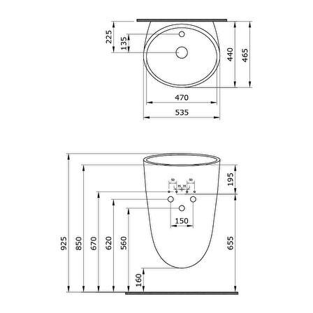 Bocchi Venezia Asma Monoblok Lavabo Mat Kaşmir