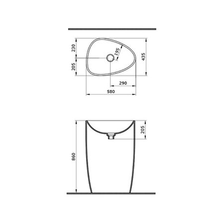 Bocchi Etna 58 cm Monoblok Lavabo Parlak Beyaz