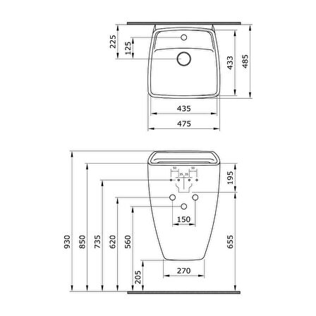 Bocchi Firenze Asma Monoblok Lavabo Mat Beyaz