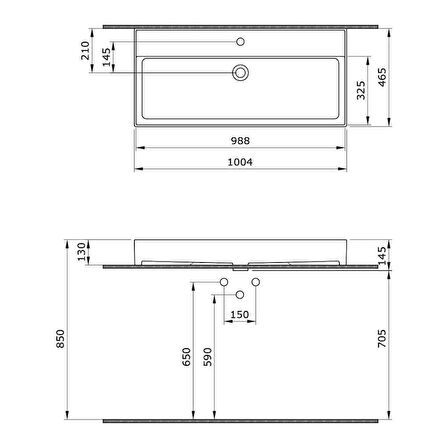 Bocchi Milano 100 cm Tezgah Üstü Lavabo Mat Mint Yeşil