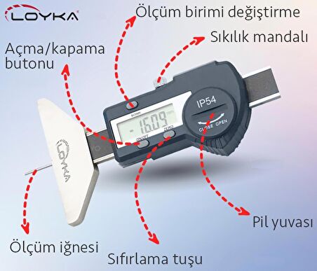 Loyka 5114-25 Lastik Derinlik Kumpası 0-25 mm