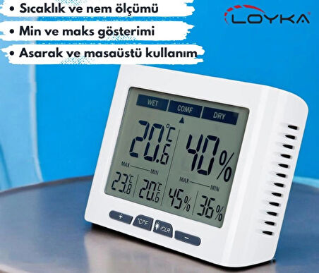 Loyka DTH-150 Geniş Ekranlı Sıcaklık Nem Ölçer