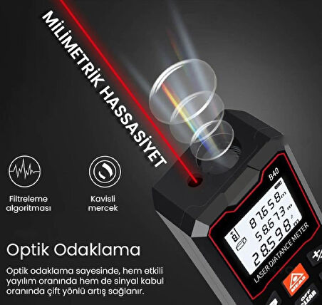 Texta B40 Temel Seviye Lazer Mesafe Ölçer Lazermetre Hobi ve Hafif İşler İçin