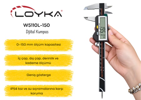 Loyka W5110L-150 Geniş Göstergeli Dijital Kumpas 0-150 mm