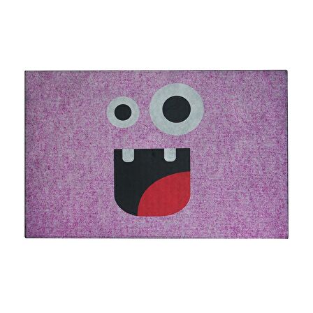 Mor Gülen Emoji Çift Taraflı Kauçuk Kapı Önü Paspası