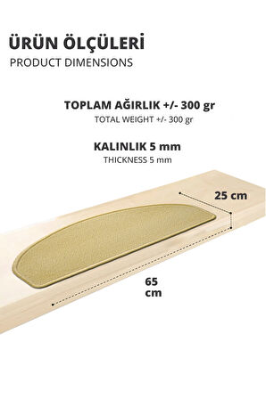 Yarım Ay Bukle Halıdan Ekonomik Basamak Ve Merdiven Paspası 16'lı - Bej Sahara Sarı