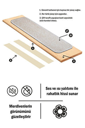 Kare Bukle Halıdan Ekonomik Basamak Ve Merdiven Paspası 16'lı - Bej