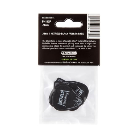 Jim Dunlop Black Fang James Hetfield 6'lı Paket Pena (0.73mm)