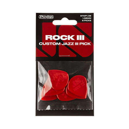 Jim Dunlop 570P138 Rock III Nylon Custom Jazz III Pena (6'lı Paket)