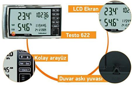 Testo 622 Nem Sıcaklık ve Basınç Ölçer (Alarmlı)