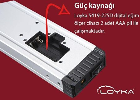 Loyka 5419-225D Dijital Eğim Ölçer (Çizgi Lazerli) 22.5 Cm