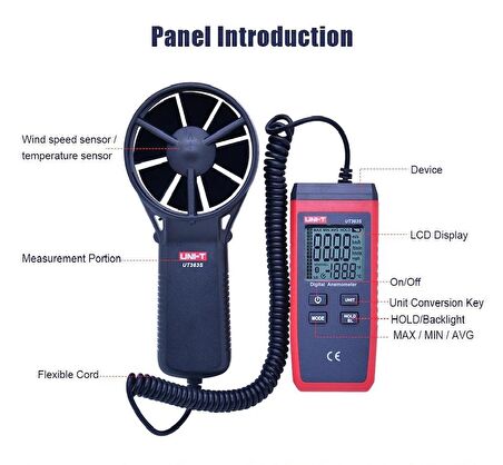 Unit UT363S Mini Rüzgar Hızı Ölçer Anemometre