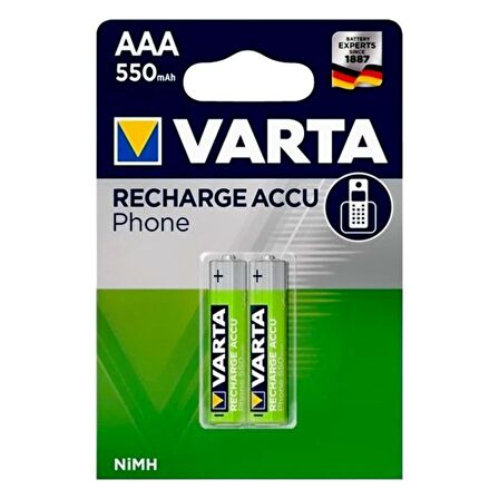 VARTA NI-MH 1.2 VOLT - 550 MAH HR03 AAA ŞARJLI 2Lİ İNCE KALEM PİL