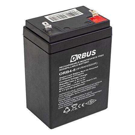 ORBUS ORB4-8 4 VOLT - 8 AMPER AKÜ (68 X 45 X 95 MM)