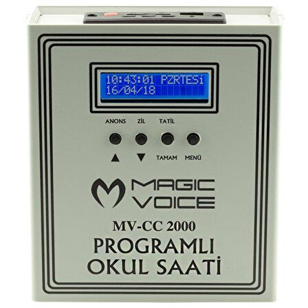 MAGICVOICE MV-CC2000 USB DUVAR TİPİ PROG AKILLI DIGITAL OKUL ZİL SAATİ (6 MELODİLİ) ÇAN TAKILABİLİR