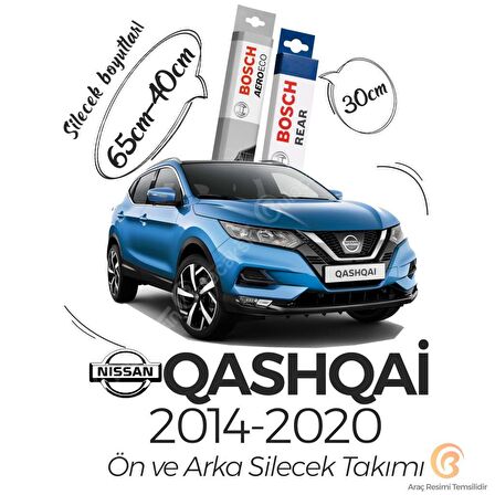 Bosch Aeroeco Nissan Qashqai 2014 - 2020 Ön ve Arka Silecek Seti