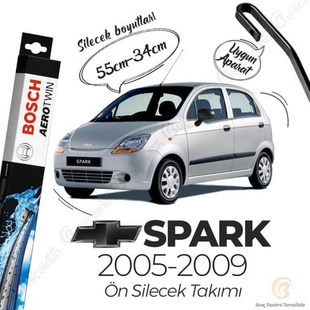 Chevrolet Spark Muz Silecek Takımı (2005-2009) Bosch Aerotwin