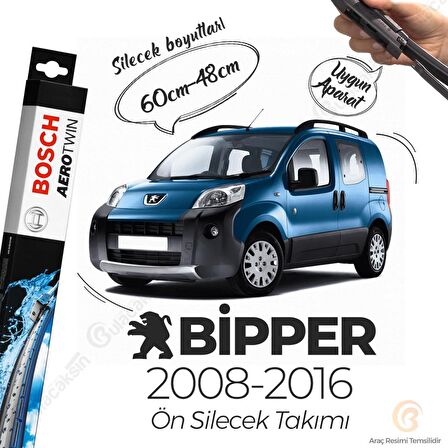 Peugeot Bipper Muz Silecek Takımı (2008-2017) Bosch Aerotwin