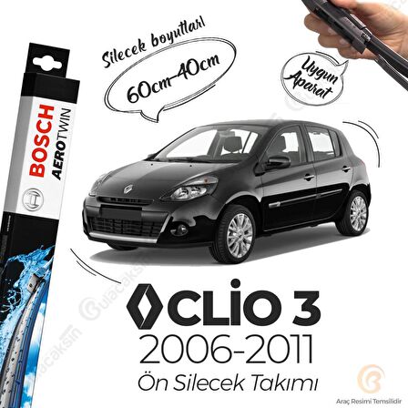 Renault Clio 3 Muz Silecek Takımı (2006-2011) Bosch Aerotwin
