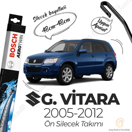 Suzuki Grand Vitara Muz Silecek Takımı (1998-2012) Bosch Aerotwin