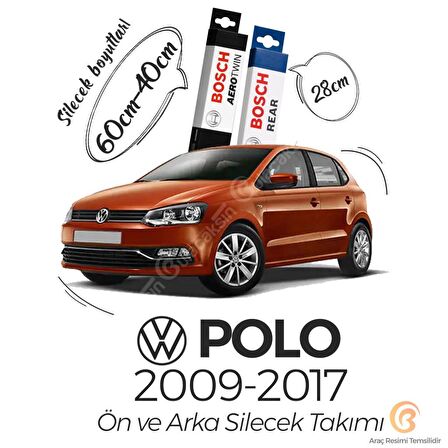 Bosch Aerotwin Volkswagen Polo 2009 - 2017 Ön - Arka Silecek Seti