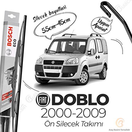 Bosch ECO Fiat Doblo 2000 - 2010 Ön Silecek Takımı