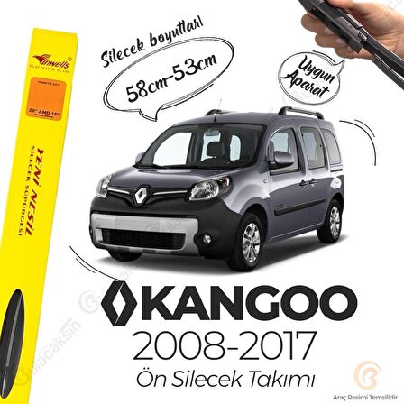 INWELLS Renault Kangoo 2008 Ve Sonrası Ön Muz Silecek Takımı