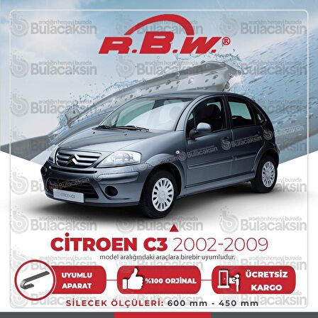Citroen C3 HB Muz Silecek Takımı (2002-2009) RBW