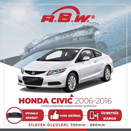 Honda Civic Sedan Muz Silecek Takımı (2006-2015) RBW