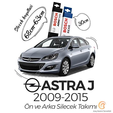 Bosch Aerotwin Opel Astra J 2009 - 2015 Ön ve Arka Silecek Seti