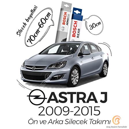 Bosch Aeroeco Opel Astra J 2009 - 2015 Ön ve Arka Silecek Seti