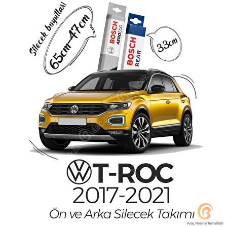 Bosch Aeroeco Volkswagen T-ROC 2017 - 2019 Ön - Arka Silecek Seti