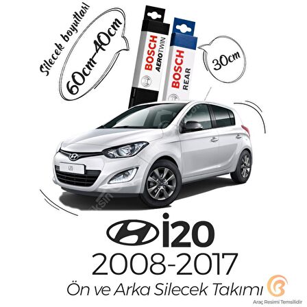 Bosch Aerotwin Hyundai İ20 2008 - 2014 Ön - Arka Silecek Seti