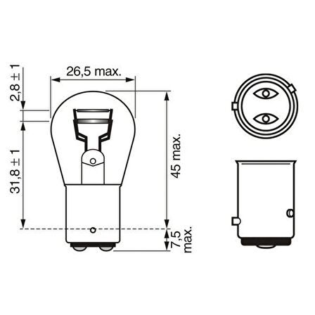 BOSCH AMPUL 12V 21/4W 1016 YAKIN TIRNAK ÇİFT DUY ŞAŞI 10 ADET 